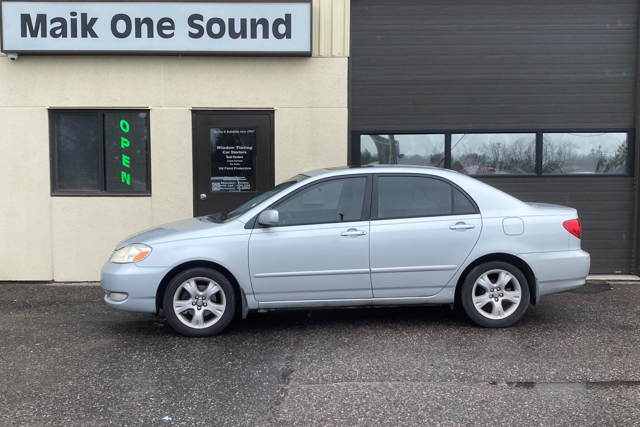 Toyota 2004 Corolla with professional window tint in North Bay